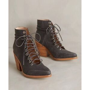 SOL SANA • Anthro Cayden Boots grey lace up ankle booties leather western granny
